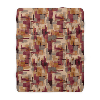 Cozy Abstract Sherpa Fleece Blanket, Warm Throw for Home Decor, Gift for Winter, Snuggle Blanket for Living Room, Rustic Style Blanket