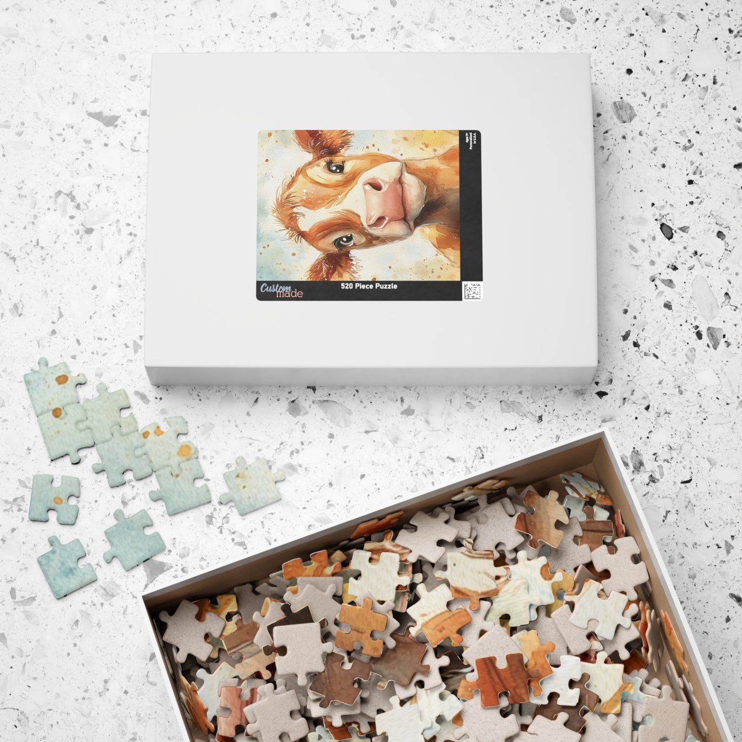 Charming Baby Cow Puzzle - Perfect for Family Fun, Gift for Animal Lovers, 110/252/520/1014-piece