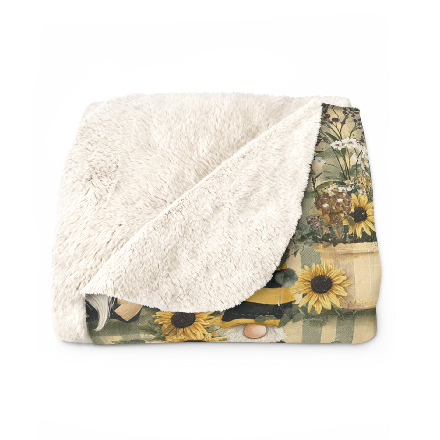 Sunflower Gnome Sherpa Fleece Blanket, Cozy Home Decor, Fall Gifts, Warm Throw, Perfect for Snuggling, Autumn Vibes, Seasonal Blanket