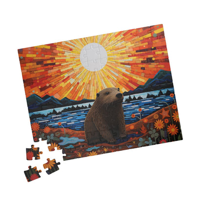 Nature-Inspired Beaver Starry Night Inspired Puzzle, 110/252/520/1014 Piece Jigsaw