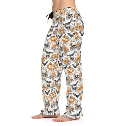 Spooky Halloween Women's Pajama Pants | Cozy Sleepwear, AOP Lounge Pants, Gift for Her, Pumpkin & Skull Print, Fall PJs