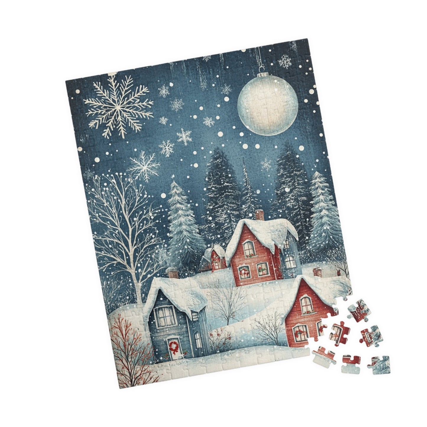 Snowy Village Puzzle - Winter Wonderland, Holiday Decor, Family Game Night, Cozy Gift, Christmas Activity