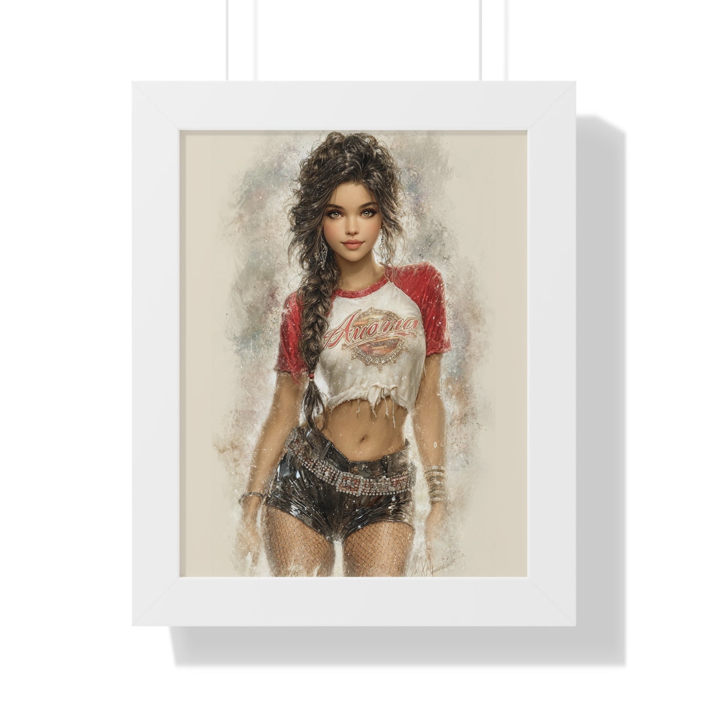 Vertical Poster - Hot Babe in Short Tshirt and Booty Shorts