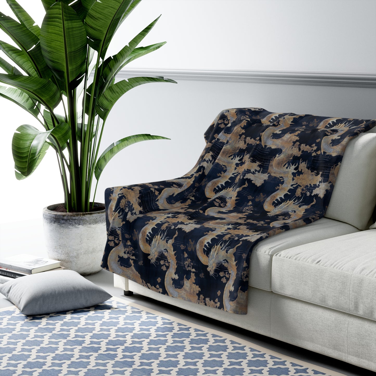Cozy Sherpa Fleece Blanket with Abstract Dragon Pattern, Soft Throw for Home Decor, Perfect Gift for All Occasions