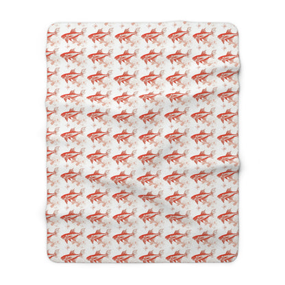 Cozy Orange Fish Sherpa Fleece Blanket with Goldfish Pattern | Gift for Aquatic Lovers