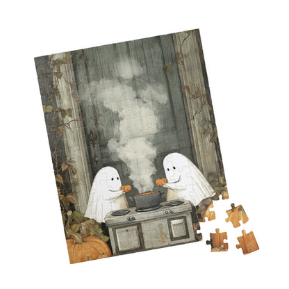 Halloween Ghost Puzzle - Cozy Family Activity, 110/252/520/1014 Pieces, Perfect Gift for Autumn, Spooky Decor, Fun for All Ages