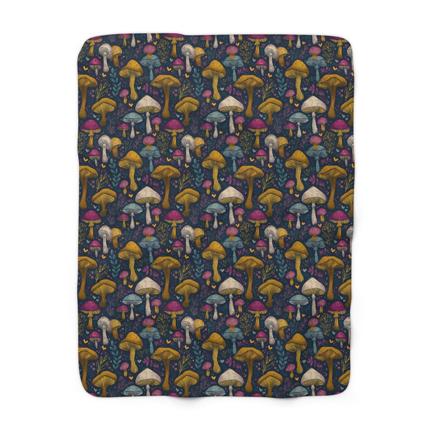 Mushroom Patch Sherpa Fleece Blanket, Cozy Throw Blanket, Gift for Chef, Warm Soft Blanket for All Occasions