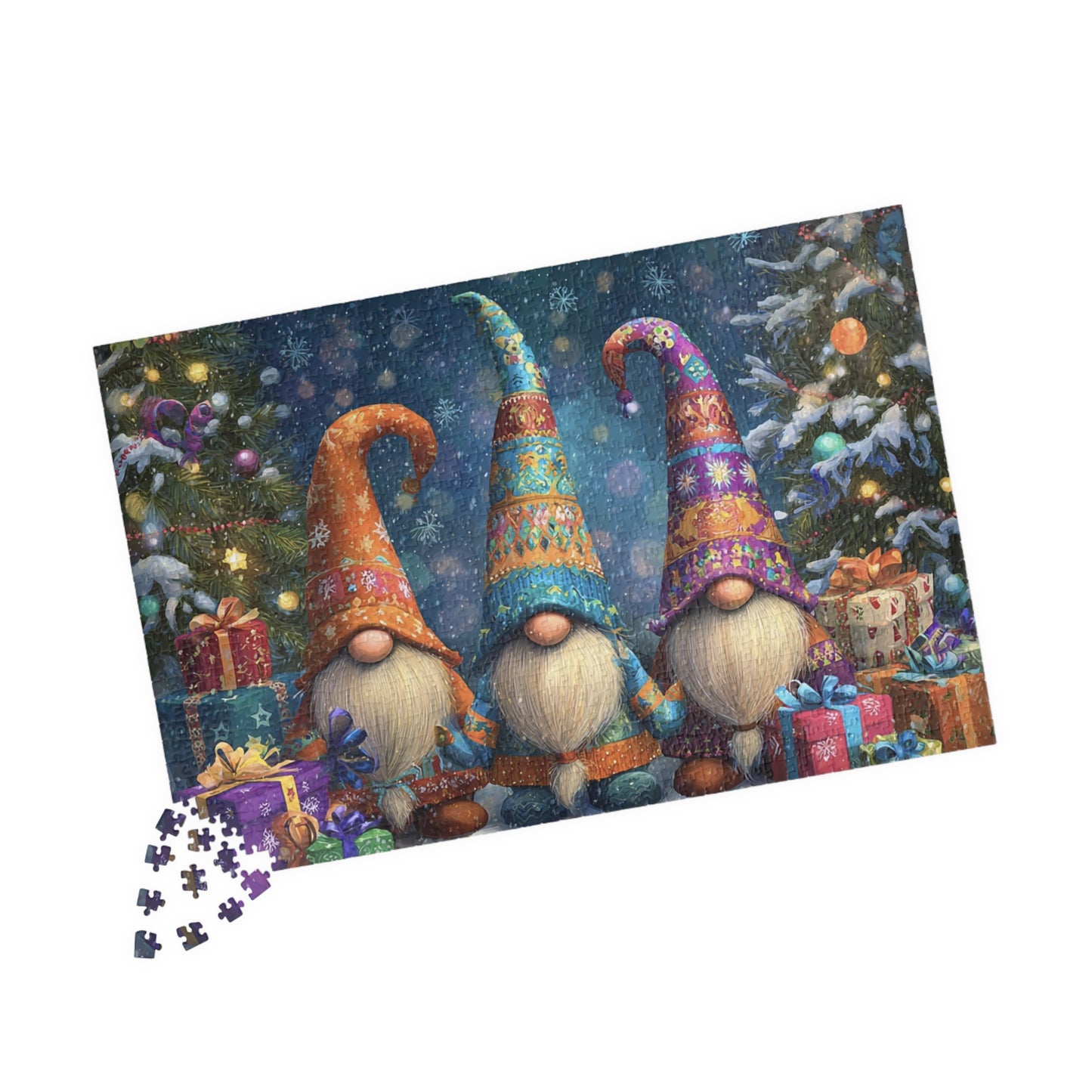 Festive Gnome Puzzle, Holiday Jigsaw, Christmas Decor, Gift for Puzzle Lovers, 110-1014 Pieces