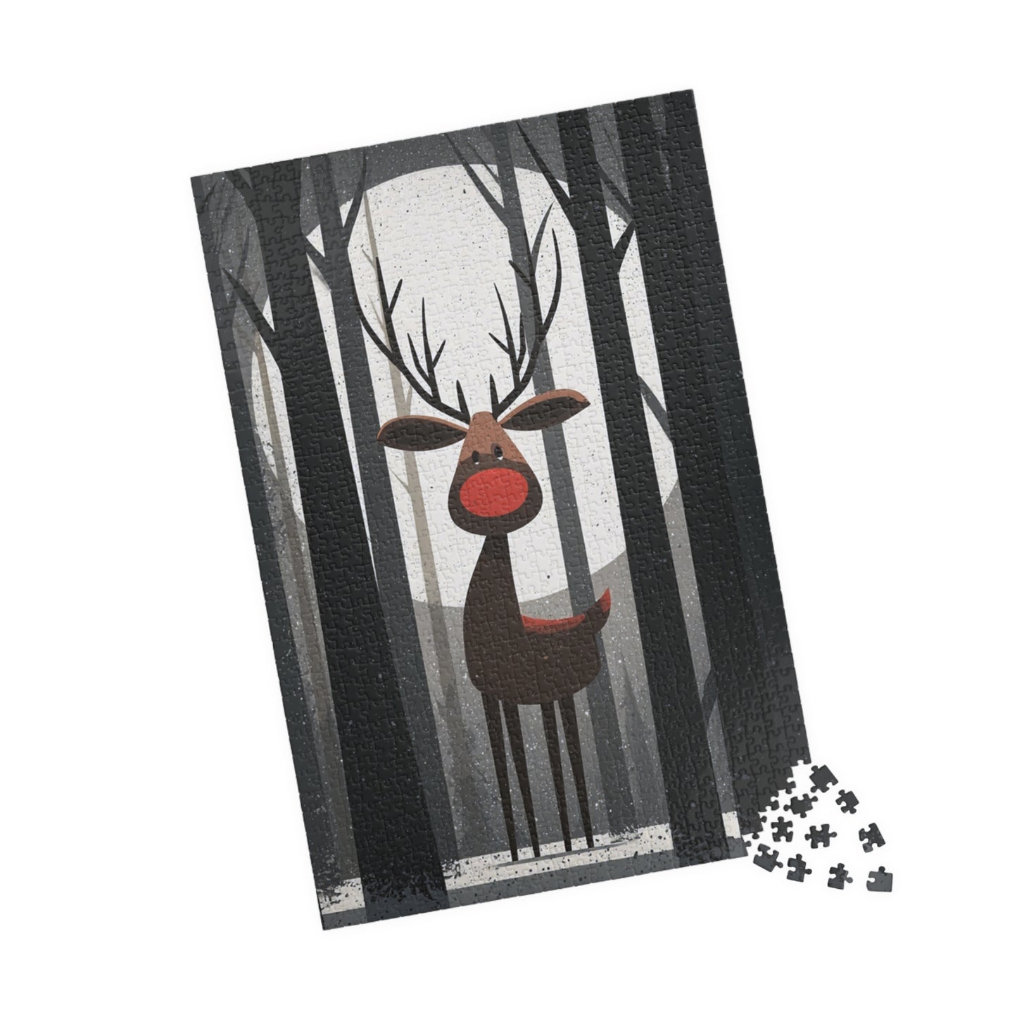 Reindeer Puzzle (110, 252, 520, 1014-piece) | Cozy Winter Fun, Family Game Night, Holiday, Rudolf Themed
