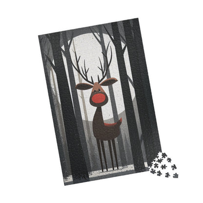 Reindeer Puzzle (110, 252, 520, 1014-piece) | Cozy Winter Fun, Family Game Night, Holiday, Rudolf Themed