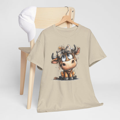 Cute Highland Cow Graphic Tee for Animal Lovers, T-Shirt for Kids & Adults, Farmhouse Decor