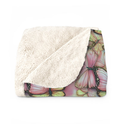 Butterfly Blossom Sherpa Fleece Blanket | Cozy Gift, Home Decor, Nature Lovers, Soft Throw, Birthday Present