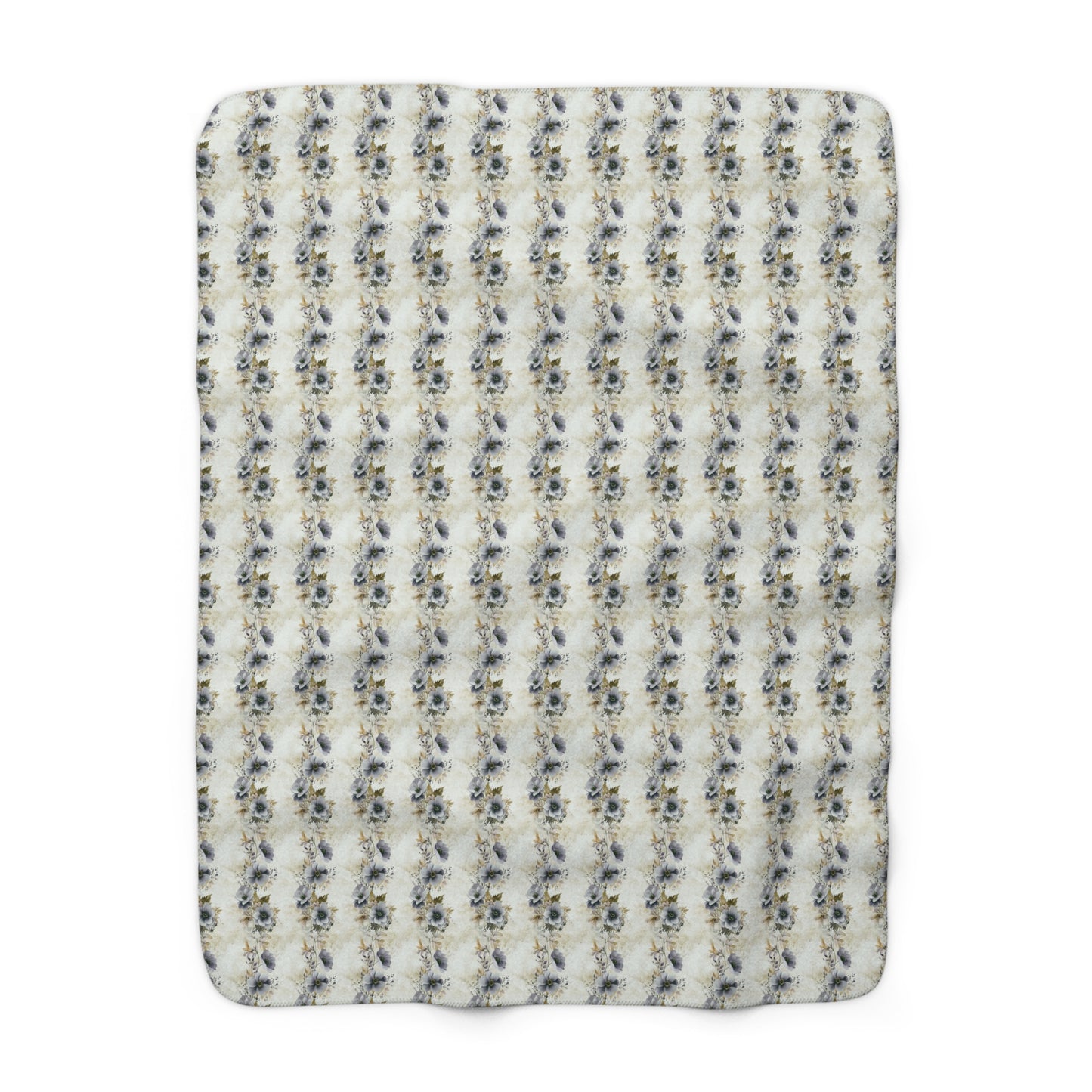 Sherpa Fleece Blanket - Blue and Gold Spiral Floral Wedding Print
