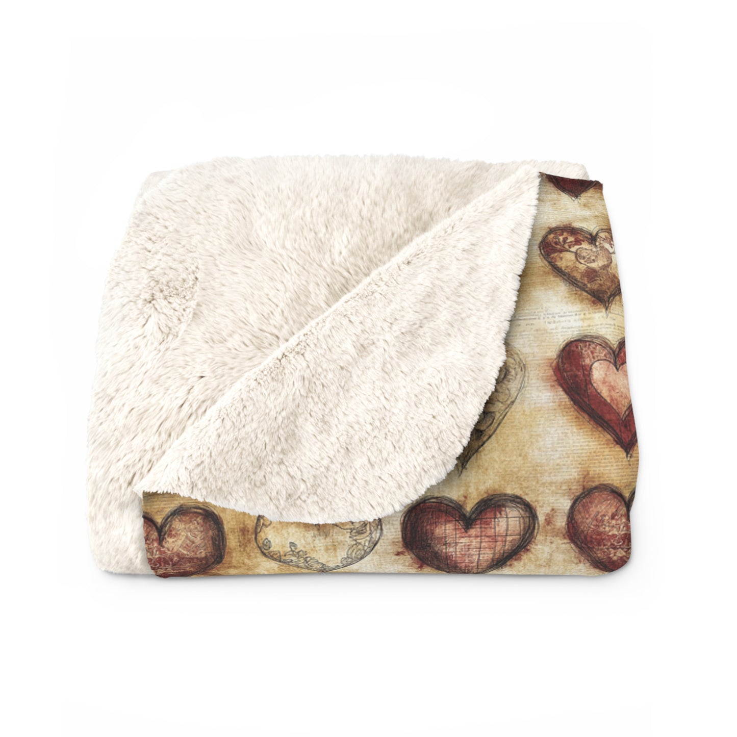 Cozy Hearts Sherpa Fleece Blanket, Warm Snuggle Blanket, Cuddle Blanket for Valentine’s Day, Romantic Gift, Home Decor