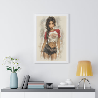 Vertical Poster - Hot Babe in Short Tshirt and Booty Shorts