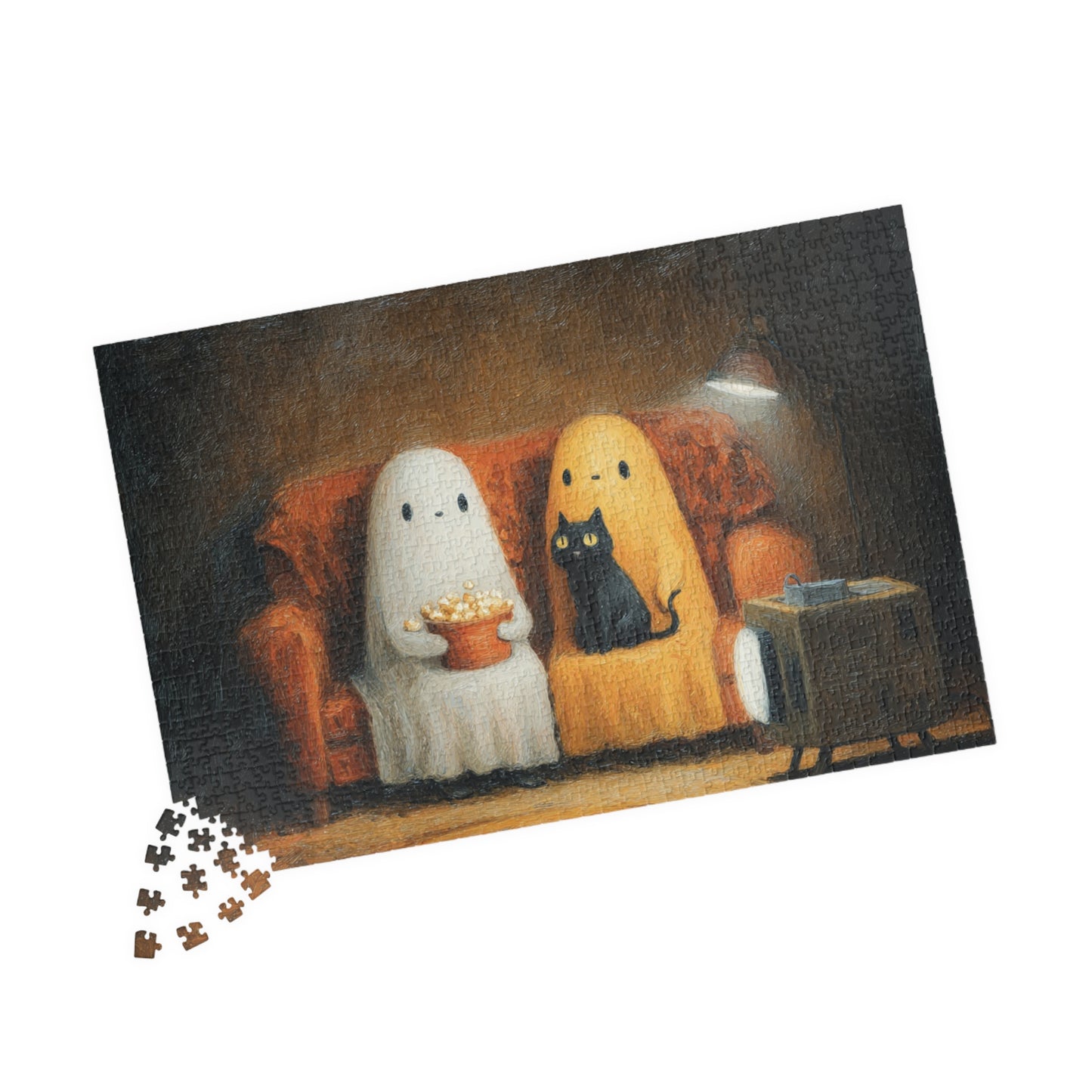 Cozy Ghosts Puzzle for Family Fun, Halloween Decor, Cozy Night In, Unique Gift, Puzzle Night Essentials