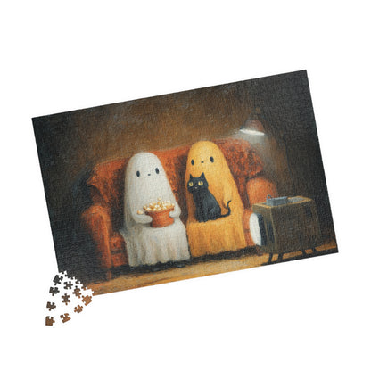 Cozy Ghosts Puzzle for Family Fun, Halloween Decor, Cozy Night In, Unique Gift, Puzzle Night Essentials