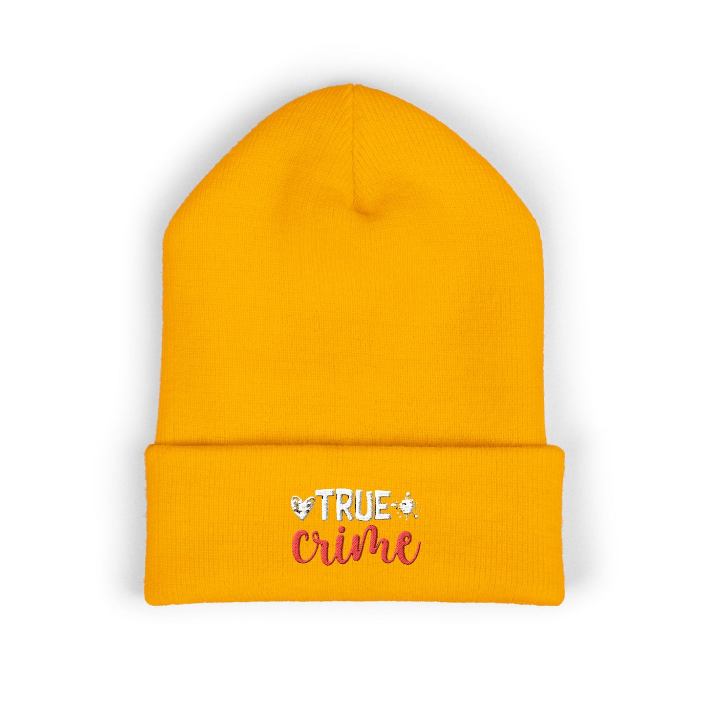 Yellow True Crime Embroidered Beanie, Cozy Hat for Crime Lovers, Perfect Gift for Winter, Fall Fashion, Accessories for True Crime Fans