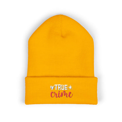 Yellow True Crime Embroidered Beanie, Cozy Hat for Crime Lovers, Perfect Gift for Winter, Fall Fashion, Accessories for True Crime Fans