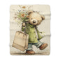 Cozy Floral Bear Sherpa Fleece Blanket, Soft Baby Blanket, Kids Blanket, Nursery Decor, Gift for Paddington Bear Fans