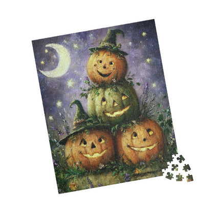 Halloween Pumpkin Puzzle, Fun Family Game, Seasonal Decor, Fall Activity, Unique Gift for Kids, 110-520 Piece Options