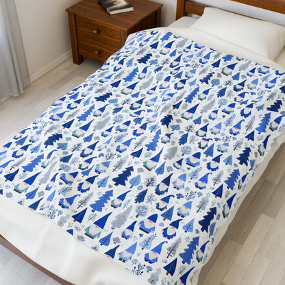 Cozy Winter Gnomes Velveteen Plush Blanket