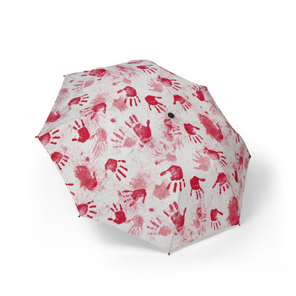 Artistic Red Handprint Umbrella, Rainy Day Essential
