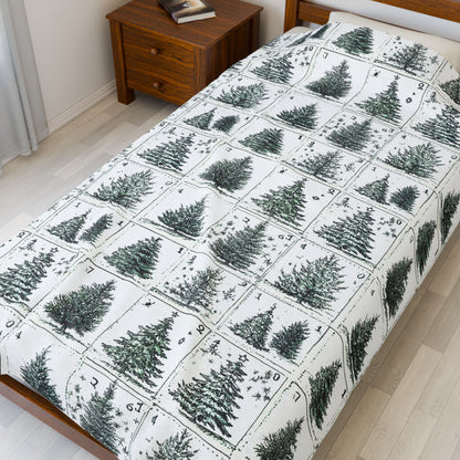 Cozy Christmas Tree Velveteen Plush Blanket | Soft Holiday Throw for Home Decor, Gift for Winter, Snuggle Up Blanket, Warm Blanket