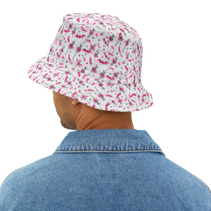 Flower Skull Bucket Hat, Trendy Sun Hat, Unique AOP Hat, Summer Accessory, Festival Headwear, Gift for Her