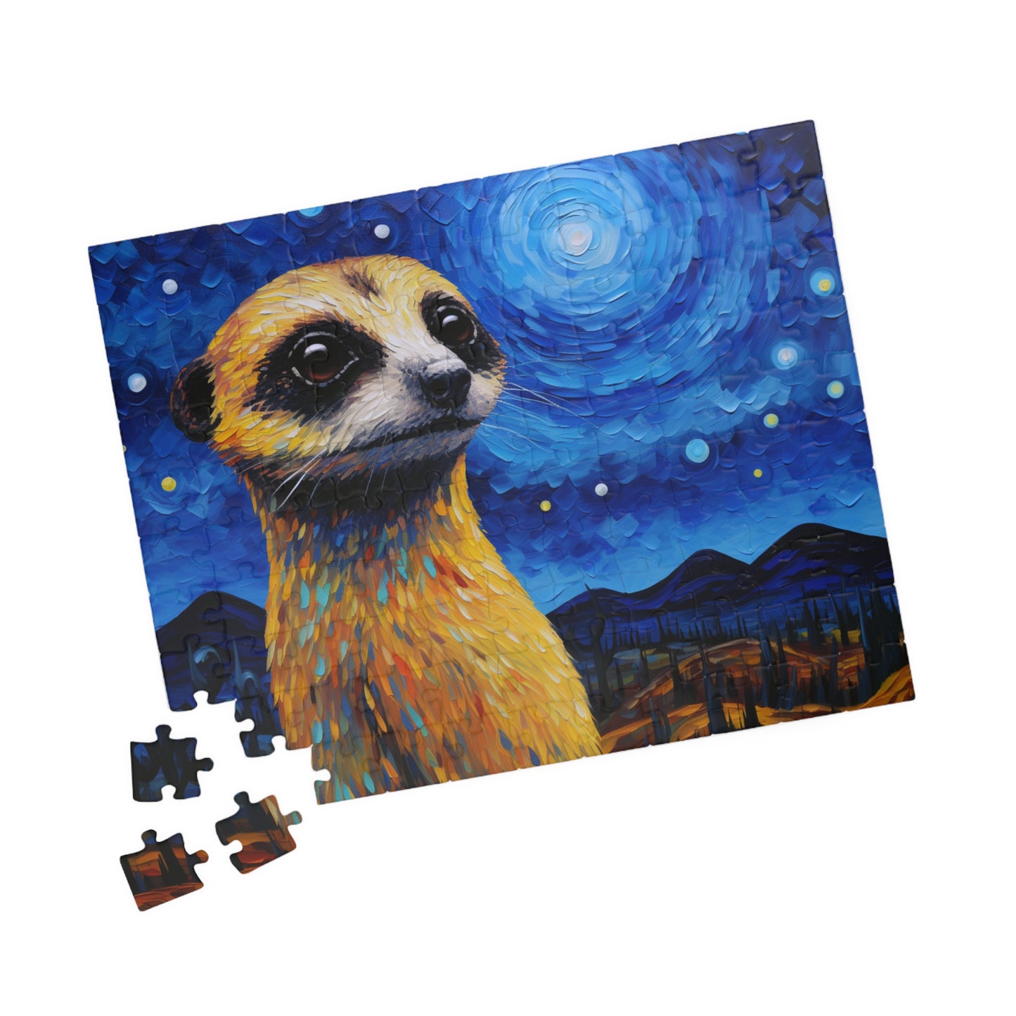 Meerkat Starry Night Puzzle - Fun Family Activity, Gift for Puzzle Lovers, Unique Home Decor, Challenge for All Ages, Ideal for Holidays