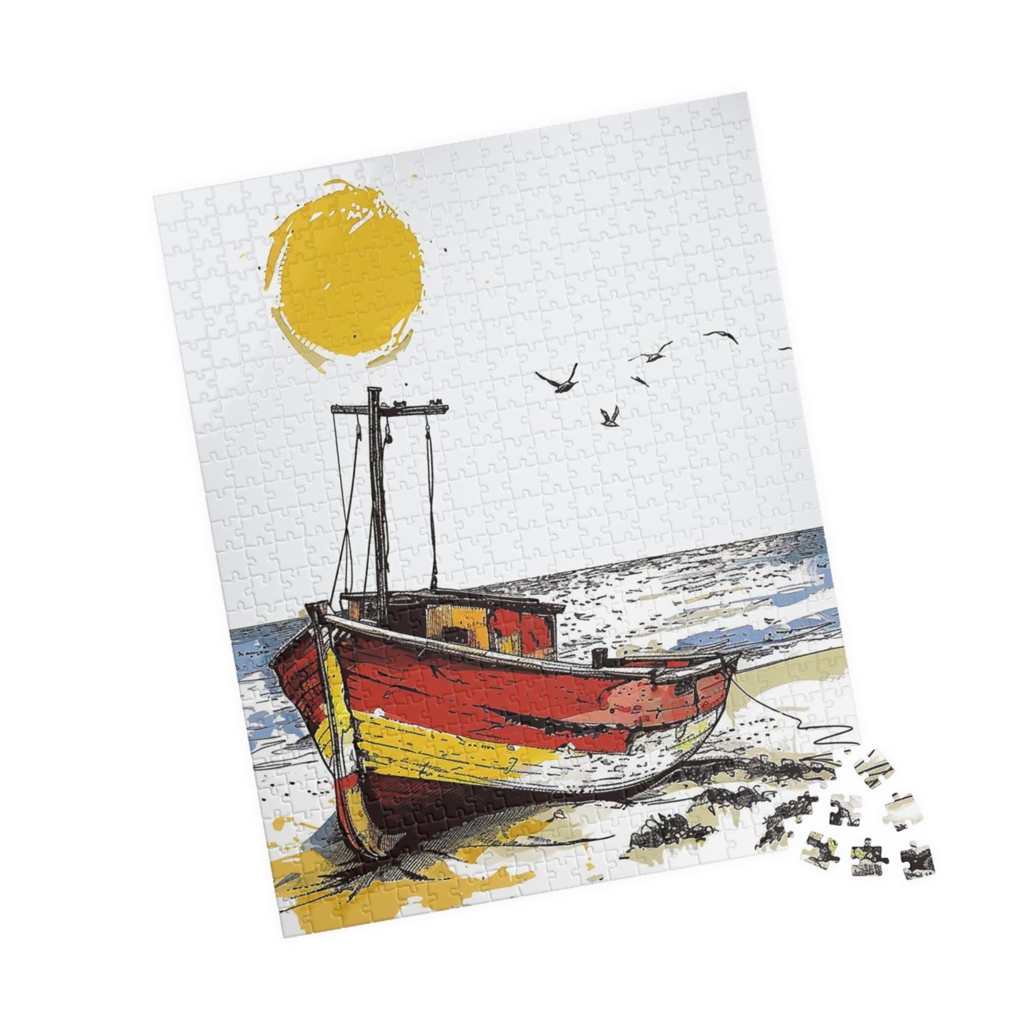 Beach Boat Puzzle - 110, 252, 520, & 1014-piece Options | Boat Artwork, Family Game Night, Gift for Beach Lovers, Relaxation Activity, [...]