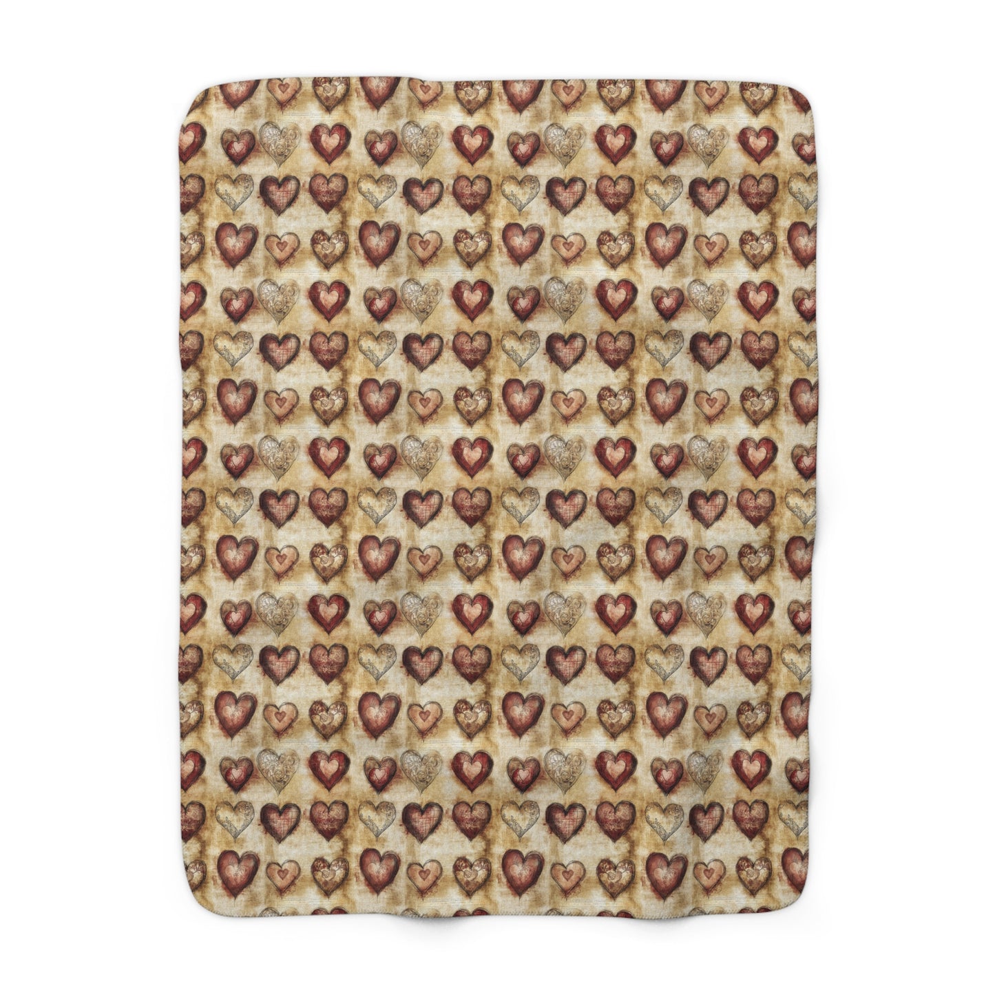Cozy Hearts Sherpa Fleece Blanket, Warm Snuggle Blanket, Cuddle Blanket for Valentine’s Day, Romantic Gift, Home Decor