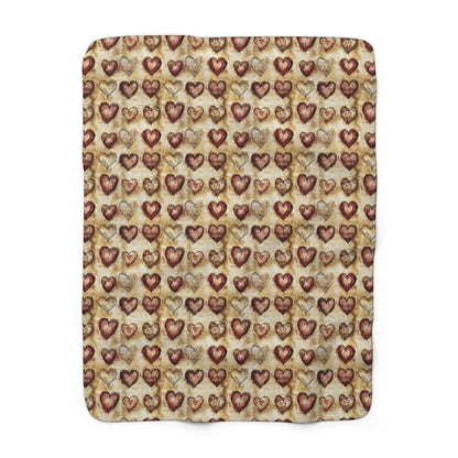 Cozy Hearts Sherpa Fleece Blanket, Warm Snuggle Blanket, Cuddle Blanket for Valentine’s Day, Romantic Gift, Home Decor