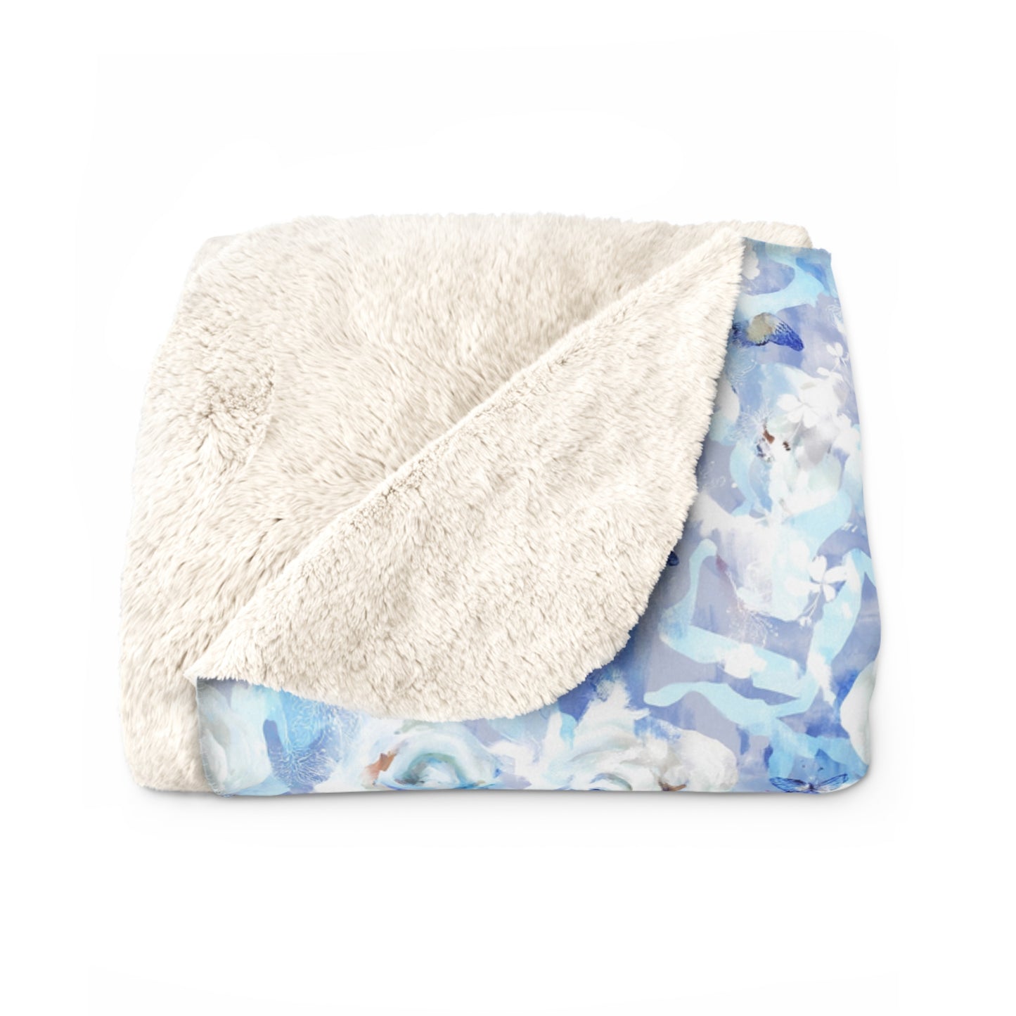 Cozy Blue Floral Sherpa Fleece Blanket, Ideal Gift for Weddings, Birthdays, Baby Shower