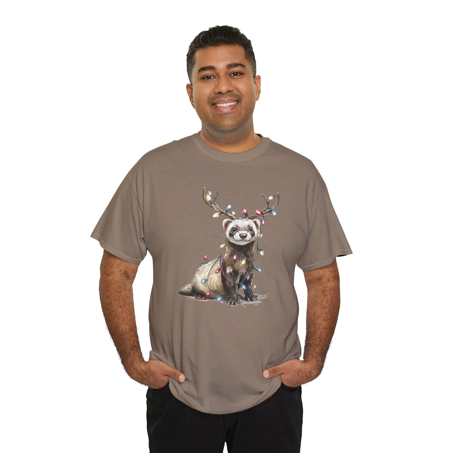 Christmas Otter Tee, Unisex Heavy Cotton Tee with Cute Design, Holiday Gift, Cozy Casual Wear, Fun Christmas Shirt