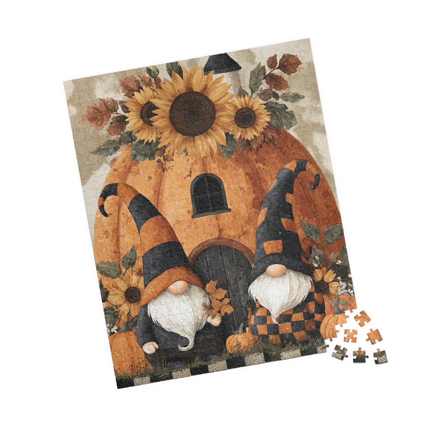 Gnome Pumpkin Puzzle: Fall Decor, Autumn Family Activity, Seasonal Gift, Cozy Home Vibes, Halloween Fun