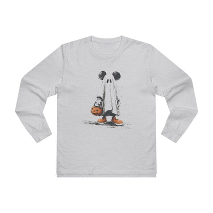 Ghostly Mickey Men’s Long Sleeve Tee - Halloween, Casual Wear, Holiday Gift, Fashion Layering, Fun Apparel
