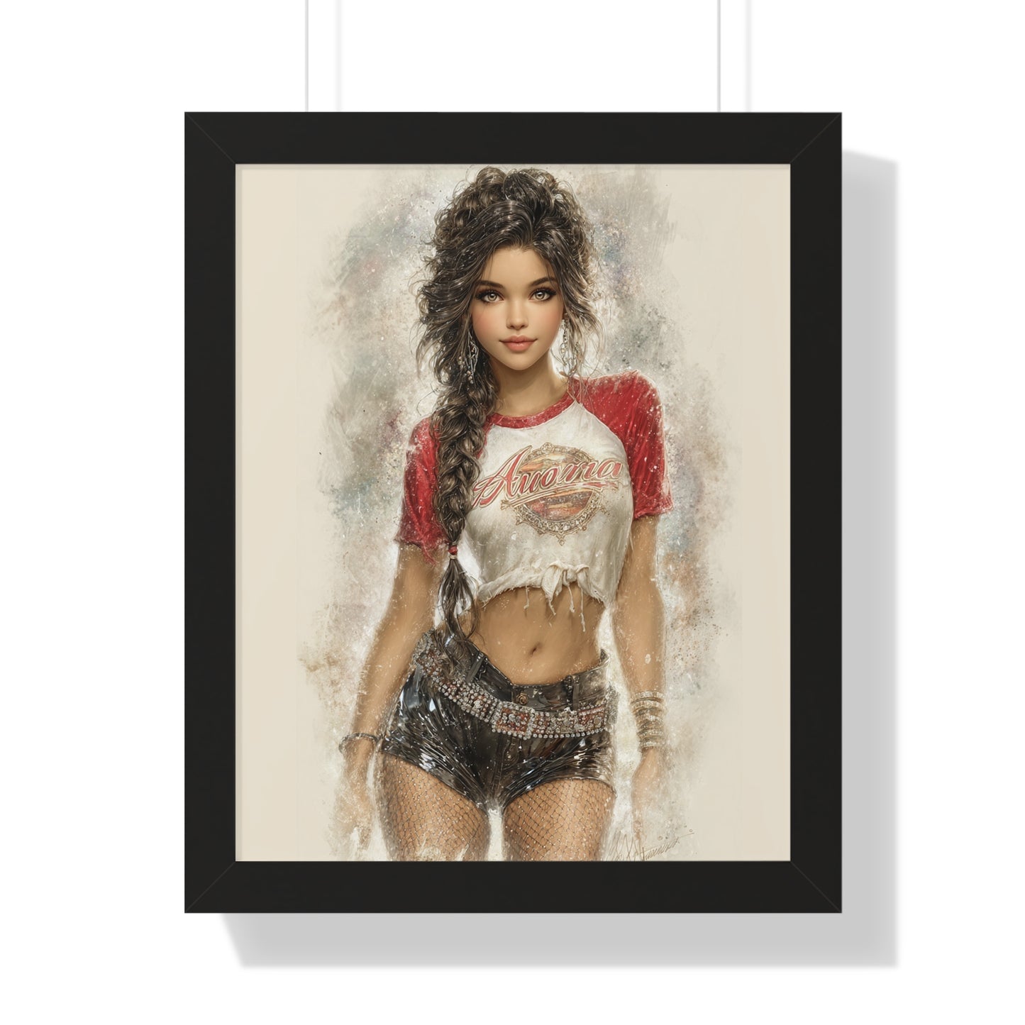 Vertical Poster - Hot Babe in Short Tshirt and Booty Shorts
