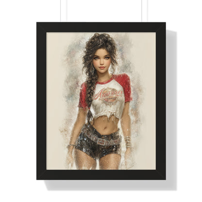 Vertical Poster - Hot Babe in Short Tshirt and Booty Shorts