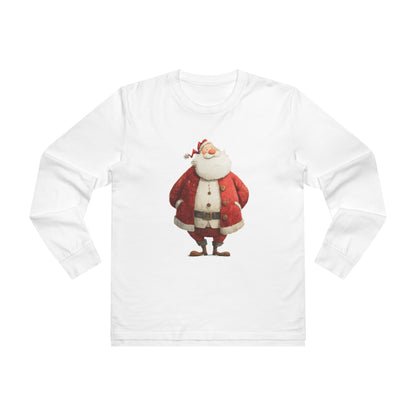 Festive Santa Longsleeve Tee - Christmas Gift, Holiday Wear, Winter Apparel, Cozy Style, Casual Outfit