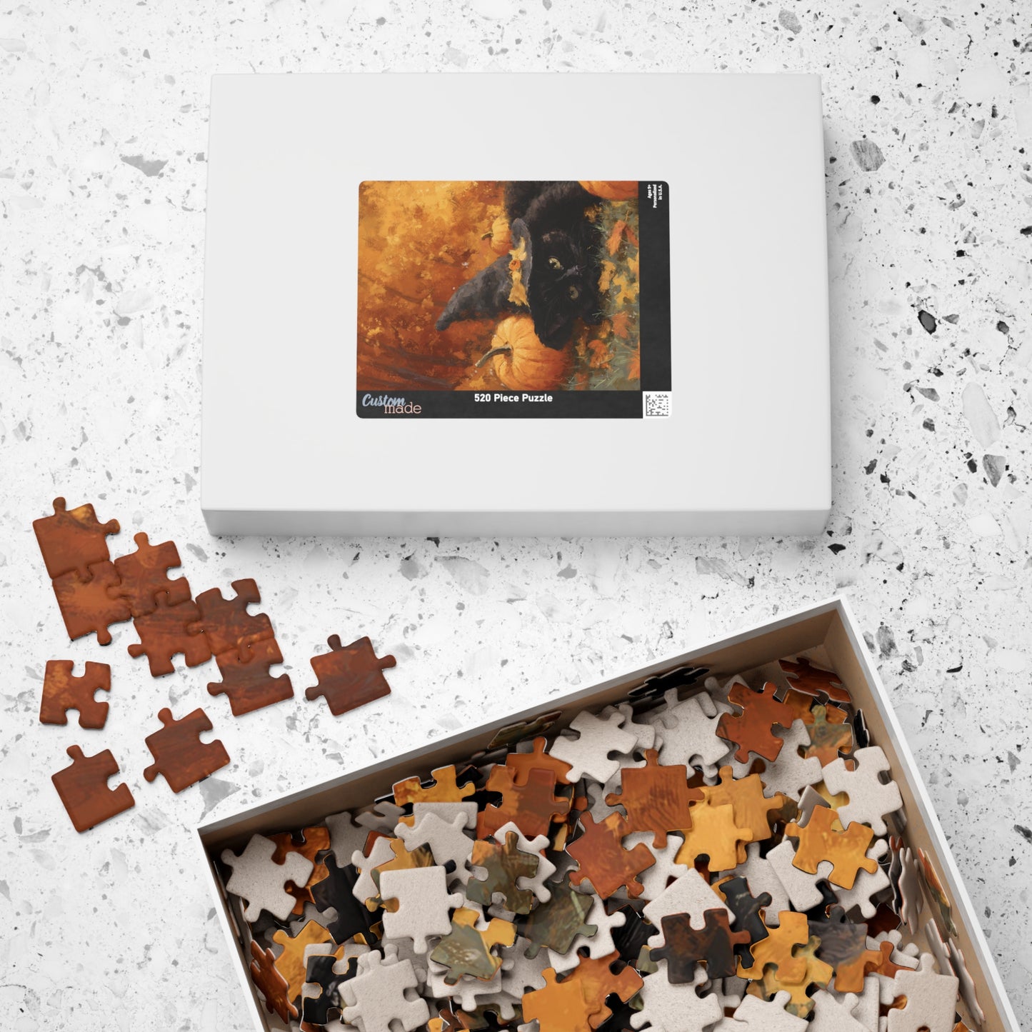 Whimsical Halloween Cat Puzzle - Fall Decor, Gift for Kids, Halloween Activity, Family Fun, Autumn Home Decor
