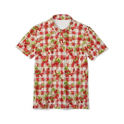 Strawberry Picnic Unisex Polo Shirt, Summer Style, Beachwear, Casual Wear, Gift for Him/Her, Outdoor Gatherings