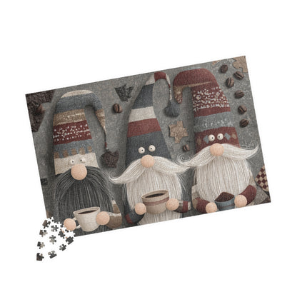 Coffee Gnomes Holiday Puzzle for Family Fun, Christmas Jigsaw, Festive Activity for Gatherings, 110-1014 Pieces