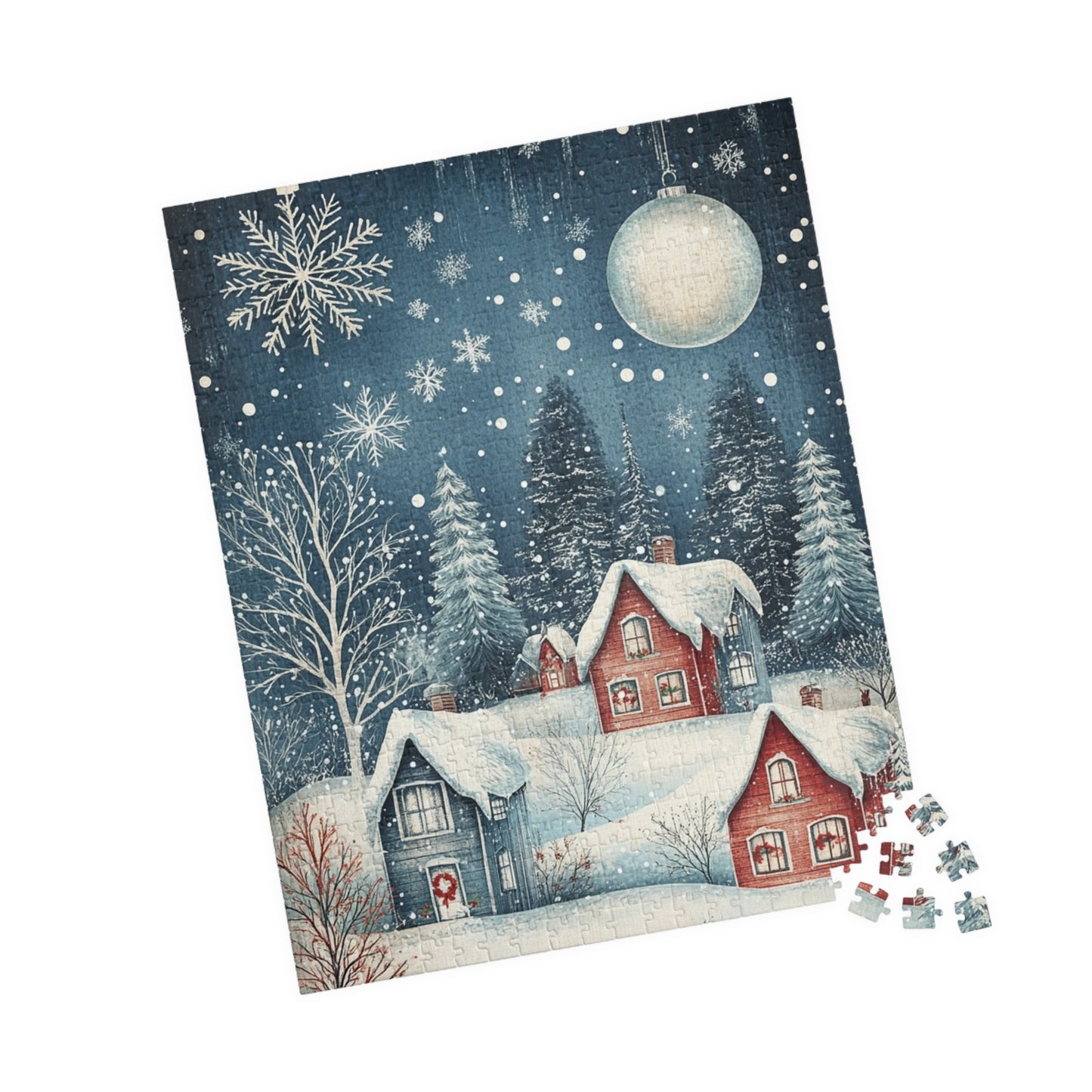 Snowy Village Puzzle - Winter Wonderland, Holiday Decor, Family Game Night, Cozy Gift, Christmas Activity