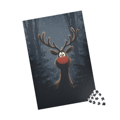 Christmas Reindeer Puzzle for Family Fun, Holiday Decor, Gift for Kids, Cozy Nights, 110-1014 Pieces