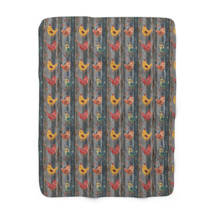 Cozy Sherpa Fleece Blanket with Whimsical Bird Design | Perfect for Home Decor, Gift for Bird Lovers, Cozy Nights, and Seasonal Decor
