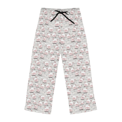 Cute Country Pig Pattern Women's Pajama Pants, Cozy Sleepwear