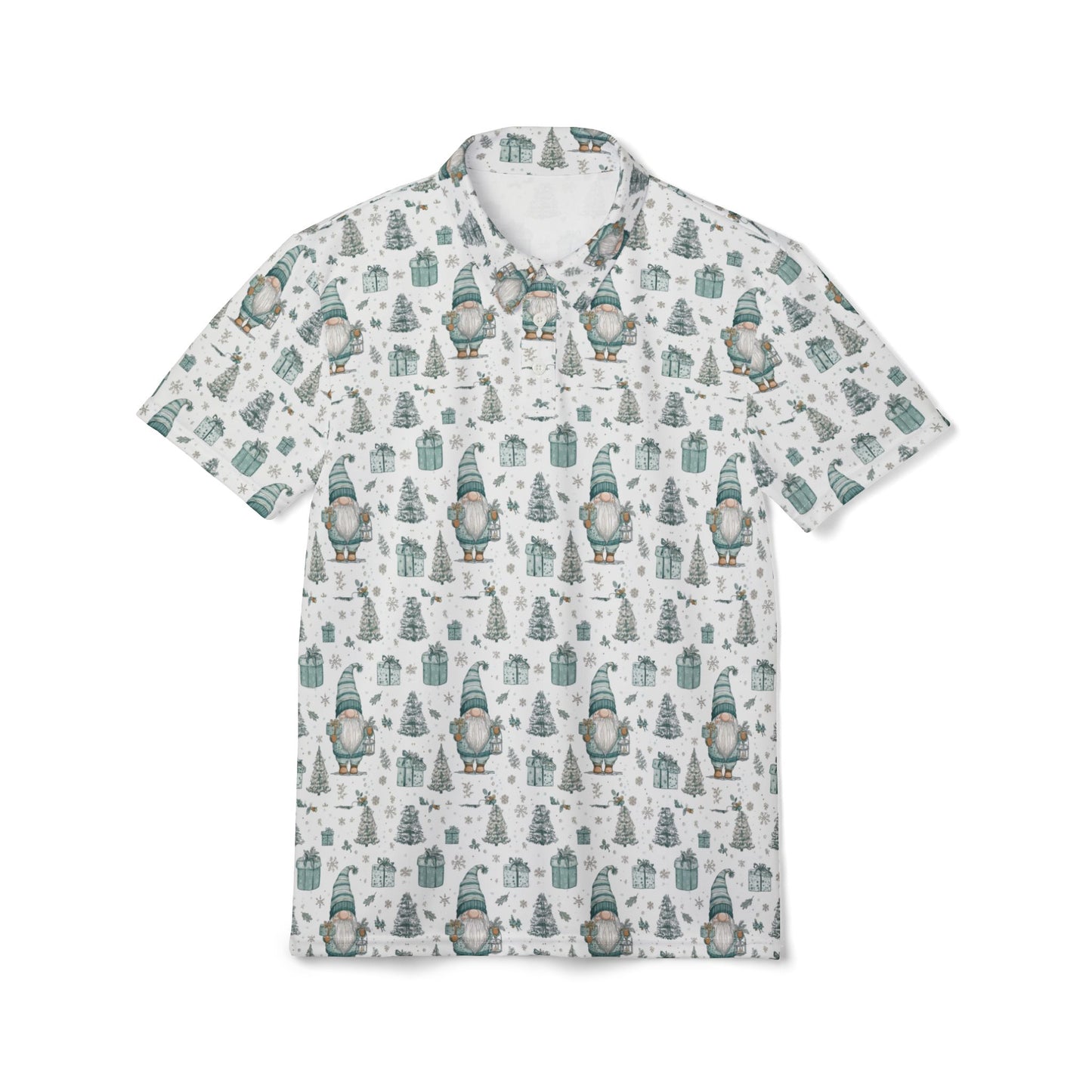 Whimsical Gnome Polo Shirt, Holiday Gift, Casual Wear, Summer Outing, Unique Fashion Statement, Comfortable Everyday Style