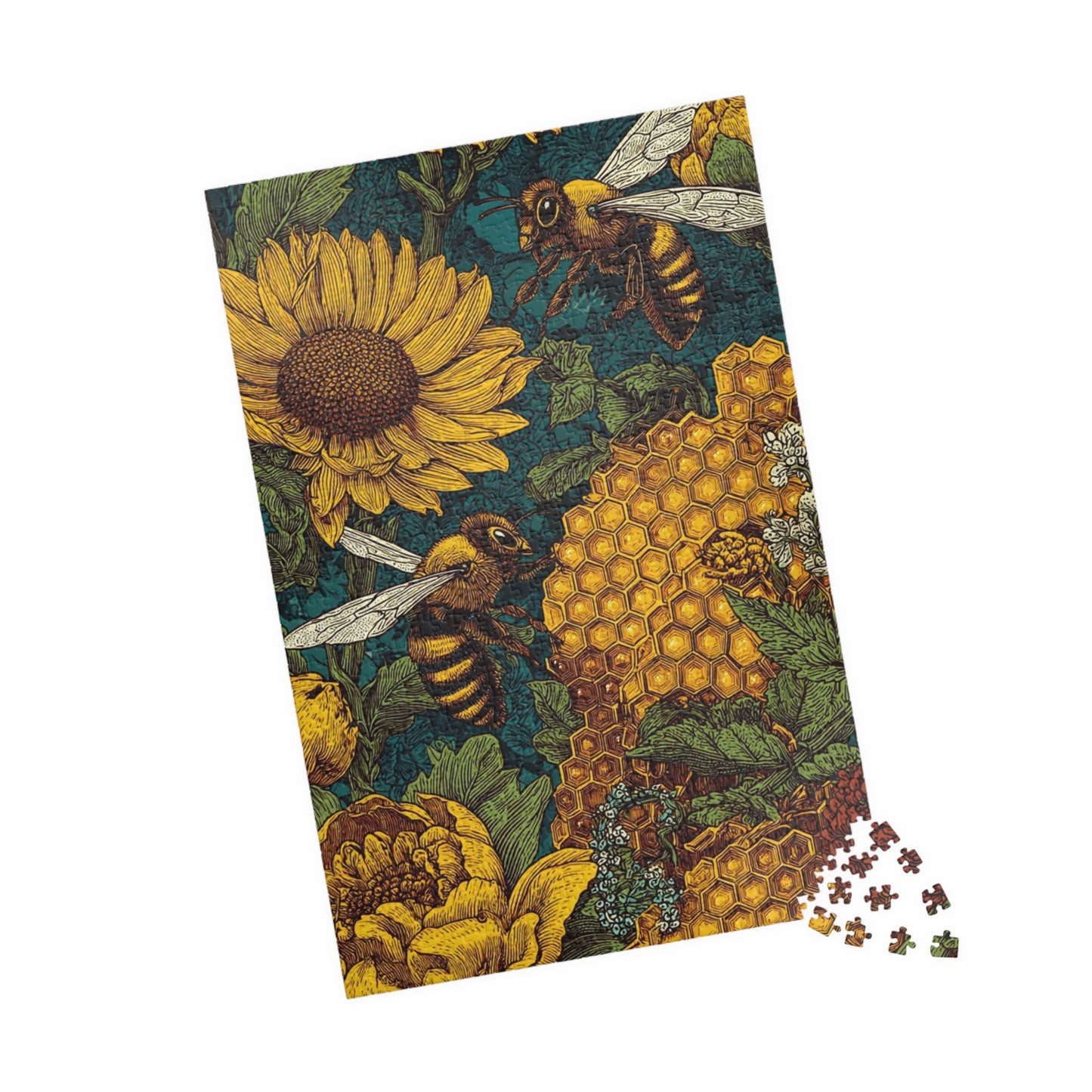Bee-Inspired Jigsaw Puzzle, Nature Lovers Gift, Floral Home Decor, Educational Fun for Kids, Family Game Night, Unique Art