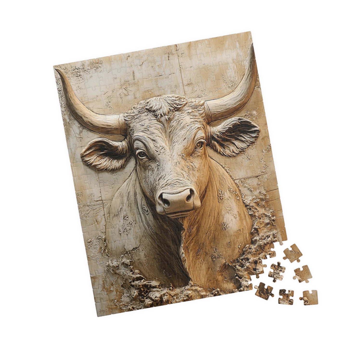 Bull Puzzle, Farmhouse Decor, Jigsaw Puzzle Gift, Cow Art, Family Game Night, Relaxing Hobby, Unique Home Gift